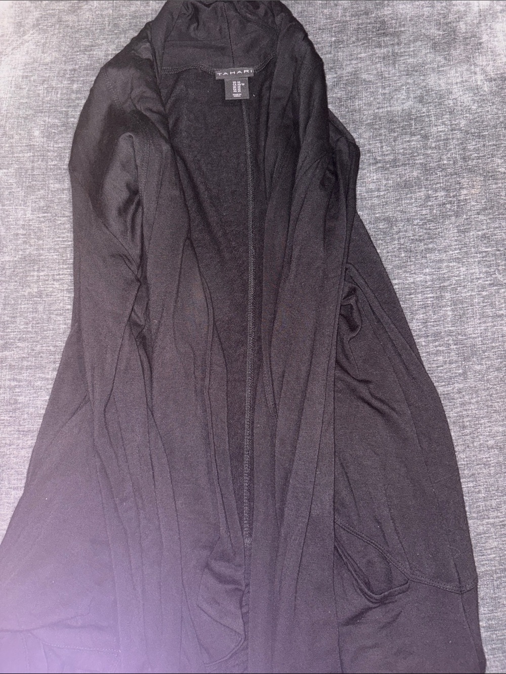 Tahari Black Draped Open-Front Cardigan